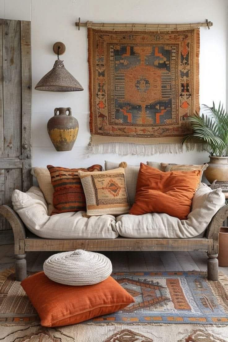 Bohemian Living Space with Warm Earthy Tones