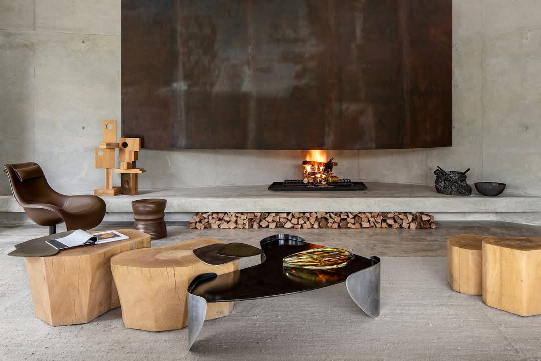 Modern Hearth: A Fusion of Industrial Elegance and Natural Warmth
