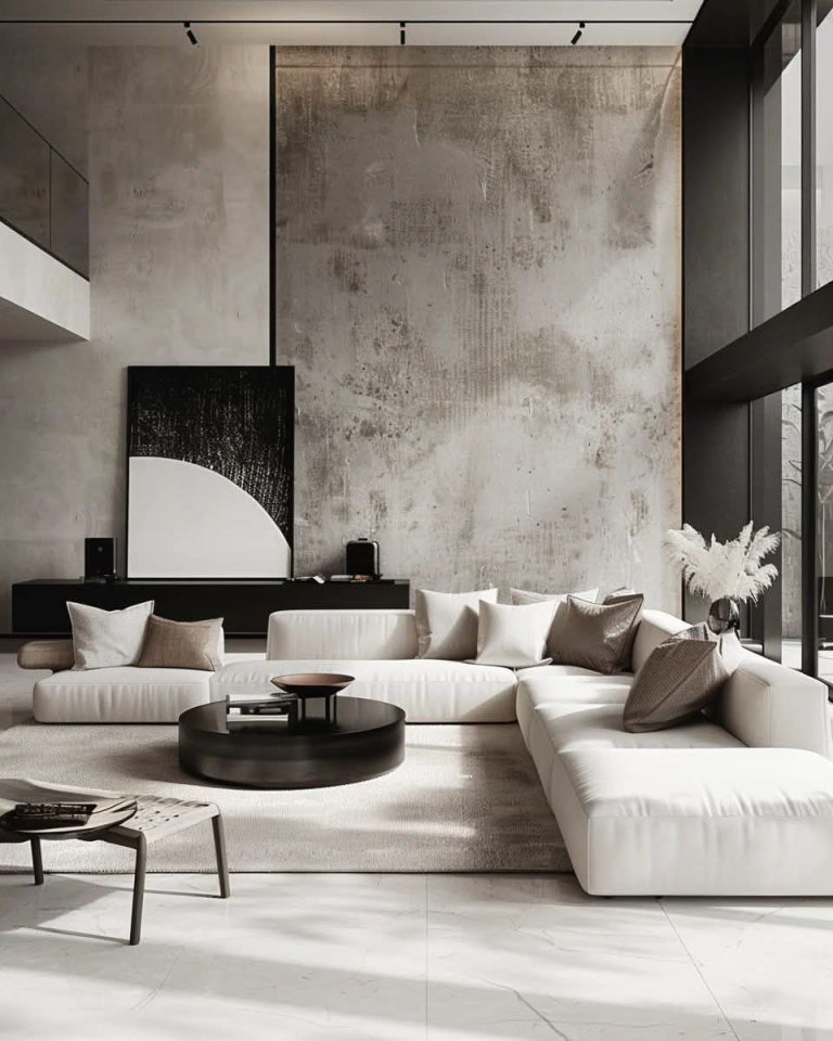Modern Minimalist Living Room with Monochromatic Elegance